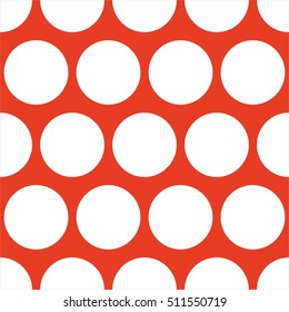 Tile vector pattern with white polka dots on red background