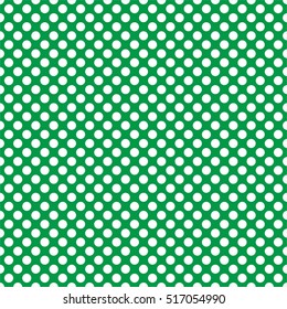 Tile vector pattern with white polka dots on green background