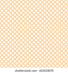 Tile vector pattern with white polka dots on pastel yellow background