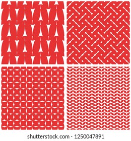 Tile vector pattern with white print on red background