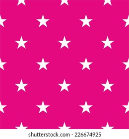 Tile Vector Pattern With White Stars On Pink Background