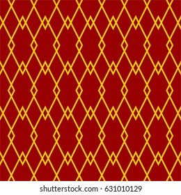 Tile vector pattern with yellow print on red background