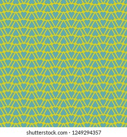 Tile vector pattern with yellow triangles on pastel mint green background
