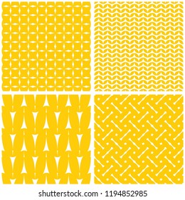 Tile vector set with white pattern on yellow background