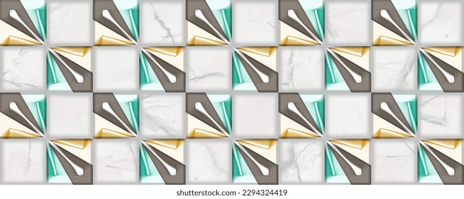 Tile For Wall Decor, Colourful Square Wallpaper, Seamless pattern of colored motif, Modern abstract design for paper, cover, fabric, interior Home decoration.