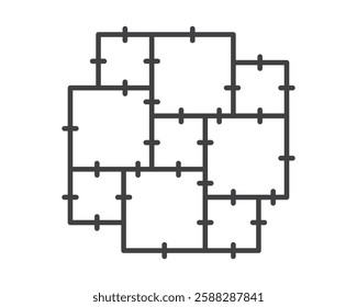 Tile wall line icon isolated on white background. Decorative laying tiles to bathroom, kitchen and others. Vector illustration