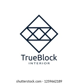 tile wall logo icon for carpet, floor, ceramic industry. hexagon square abstract symbol. minimal sign concept design template vector illustration