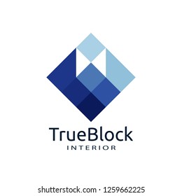 tile wall logo icon for carpet, floor, ceramic industry. hexagon square abstract symbol. minimal sign concept design template vector illustration