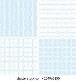 Tile white and pastel blue vector pattern set or seamless geometric background wallpaper collection