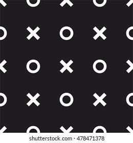 Tile X O Noughts And Crosses Black And White Vector Pattern