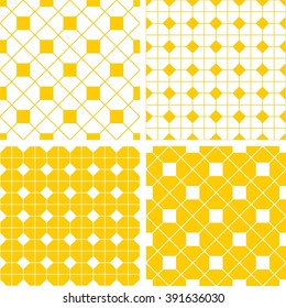 Tile yellow and white vector pattern set or website background