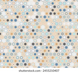 Tileabe mosaic background. Geometric shapes of varied style and color. Hexagon geometric shapes. Tileable pattern. Seamless background. Awesome vector illustration.