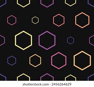 Tileabe mosaic background. Multicolored geometric elements of varied size. Hexagon stacked mosaic background. Large hexagons. Tileable pattern. Seamless vector illustration.