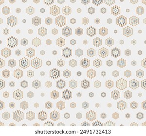 Tileabe mosaic background. Multicolored geometric elements of varied size. Simple stacked hexagons. Hexagon pattern. Tileable pattern. Seamless vector illustration.