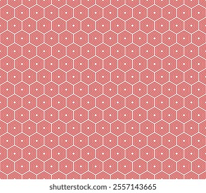 Tileable abstract background. Alizarin Crimson color on matching background. Hexagon stacked mosaic composition. Hexagon cells. Seamless design. Tileable vector illustration.