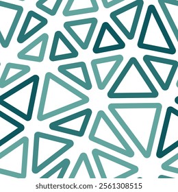 Tileable abstract background. Big triangles size. Multiple colors style. Rounded triangles outlined. Repeatable pattern. Deep Teal Sea. Trending vector tiles. Seamless vector illustration.