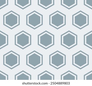 Tileable abstract background. Cadet Blue color on matching background. Hexagon bold mosaic cell with padding and inner solid cells. Large hexagons. Seamless pattern. Tileable vector illustration.