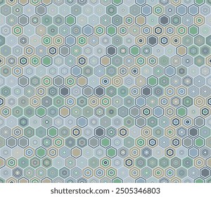 Tileable abstract background. Geometric elements of varied style and color. Honeycomb geometric shapes. Tileable pattern. Seamless background. Superb vector illustration.