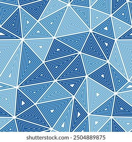 Tileable abstract background. Large triangle size. Multiple repeated inner triangles. Mono tone style. Repeatable pattern. Seamless vector illustration.