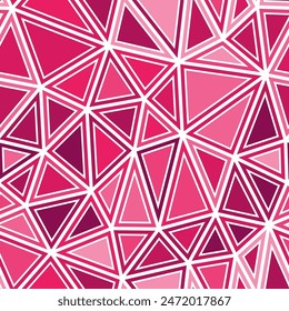Tileable abstract background. Large triangles size. Solid shapes in frames. Mono tone colored style. Repeatable pattern. Trending vector tiles. Magenta Pink Fusion.