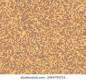 Tileable abstract background. Rounded hexagons mosaic pattern with inner solid cells. Orange color tones. Small hexagon shapes. Seamless pattern. Tileable vector illustration.