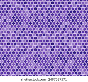 Tileable abstract background. Simple hexagon pattern with inner solid cells. Purple color tones. Hexagon shapes. Seamless pattern. Tileable vector illustration.
