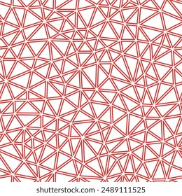 Tileable abstract background. Small triangles size. Solid Color style. Geometric shapes outlined. Repeatable pattern. Crimson Energy. Trending vector tiles. Seamless vector illustration.