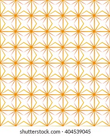 Tileable art quadrangle shape optical illusion op volumetric form template. Orange and yellow periodic modular mesh gentle retro style shiny creative recurring concave zig zag torsion fan blades fond