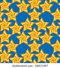 Tileable artistic optical illusion op five-pointed form tracery template. Recurring vibrant fond for greeting card on July 4-th, Independence Day of United States, cheerful feast of liberty