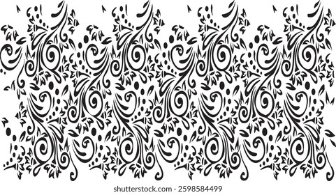 Tileable black and white pattern. Broken plaster wall effect. Grunge worn damask texture design. Distressed fabric texture. Overlay texture design. Vector illustration. Eps10.