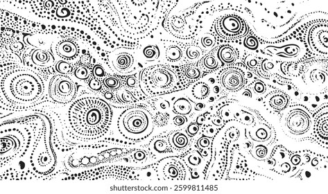 Tileable black and white pattern. Broken plaster wall effect. Grunge worn damask texture design. Distressed fabric texture. Overlay texture design. Vector illustration. Eps10.