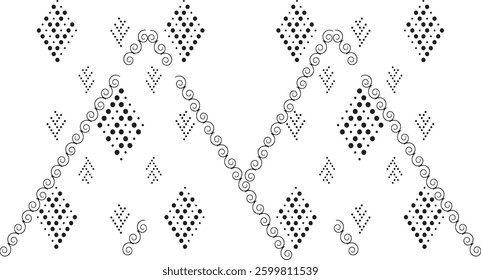 Tileable black and white pattern. Broken plaster wall effect. Grunge worn damask texture design. Distressed fabric texture. Overlay texture design. Vector illustration. Eps10.