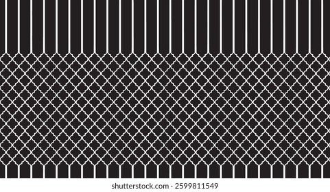 Tileable black and white pattern. Broken plaster wall effect. Grunge worn damask texture design. Distressed fabric texture. Overlay texture design. Vector illustration. Eps10.