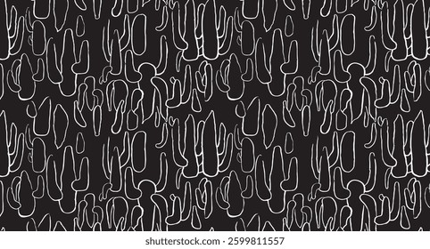 Tileable black and white pattern. Broken plaster wall effect. Grunge worn damask texture design. Distressed fabric texture. Overlay texture design. Vector illustration. Eps10.