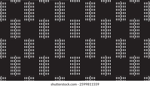 Tileable black and white pattern. Broken plaster wall effect. Grunge worn damask texture design. Distressed fabric texture. Overlay texture design. Vector illustration. Eps10.