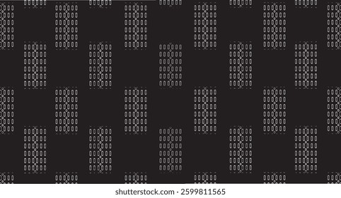 Tileable black and white pattern. Broken plaster wall effect. Grunge worn damask texture design. Distressed fabric texture. Overlay texture design. Vector illustration. Eps10.