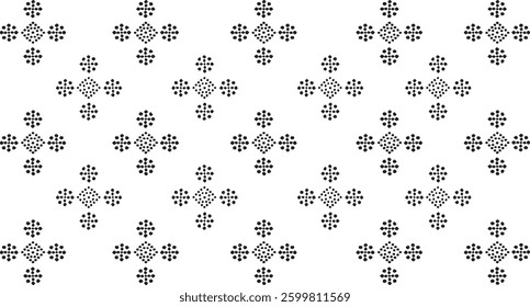 Tileable black and white pattern. Broken plaster wall effect. Grunge worn damask texture design. Distressed fabric texture. Overlay texture design. Vector illustration. Eps10.