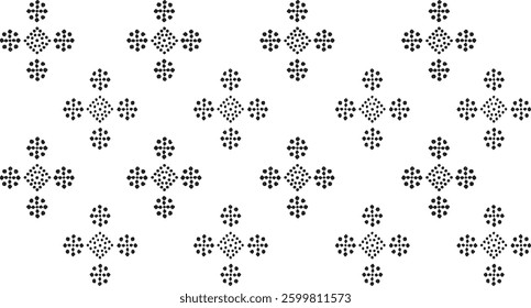 Tileable black and white pattern. Broken plaster wall effect. Grunge worn damask texture design. Distressed fabric texture. Overlay texture design. Vector illustration. Eps10.