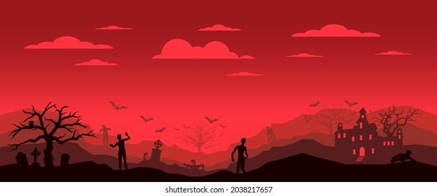 Tileable Colourfull Halloween Background Cartoon Scene