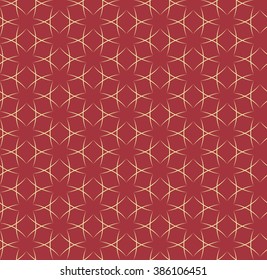 Tileable creative recurring dark burgundy color with small yellow curvy intricate subtle ribbon thread. Retro classic trendy fabric art hexagonal shape form template fond surface design