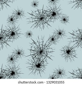 Tileable crime busted circle break gray crystal pane isolated on white backdrop. Freehand outline black ink hand drawn design sketchy in art doodle retro graphic cartoon style pen on grey paper fond