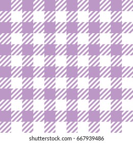Tileable endless abstract rug bright lilac color straight line shape template in old simple rural country classical style. Repetition of vibrant stripes. Close-up top detail view with space for text
