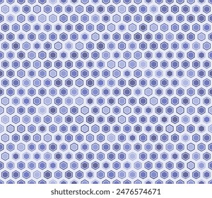 Tileable geometric pattern. Hexagon bold mosaic cell with padding and inner solid cells. Blue color tones. Hexagon geometric shapes. Tileable pattern. Seamless vector illustration.