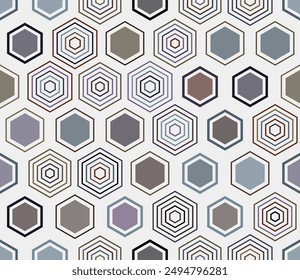 Tileable geometric pattern. Geometric shapes of varied style and color. Large hexagon shapes. Tileable pattern. Seamless background. Charming vector illustration.