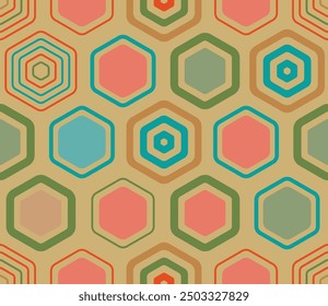 Tileable geometric pattern. Geometric shapes of varied style and color. Large hexagons. Tileable pattern. Seamless background. Charming vector illustration.