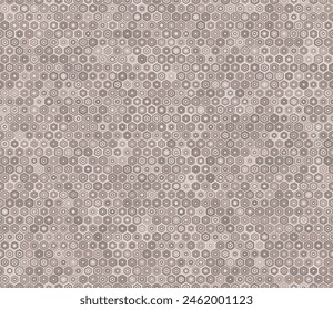 Tileable hexagon background. Bold stacked rounded hexagons mosaic cells. Brown color tones. Regular hexagon shapes. Tileable pattern. Seamless vector illustration.