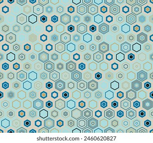 Tileable hexagon background. Geometric elements of varied style and color. Hexagon cells. Tileable pattern. Seamless background. Lively vector illustration.