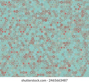 Tileable hexagon pattern. Geometric elements of varied style and color. Regular hexagon shapes. Tileable pattern. Seamless background. Authentic vector illustration.