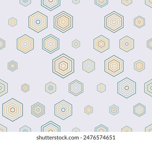 Tileable Hexagon Pattern. Multicolored geometric elements of varied size. Simple stacked hexagons. Large honeycomb cells. Tileable pattern. Seamless vector illustration.