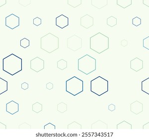 Tileable Hexagon Pattern. Multicolored geometric elements of varied size. Stacked hexagons mosaic pattern. Large honeycomb cells. Tileable design. Seamless vector illustration.